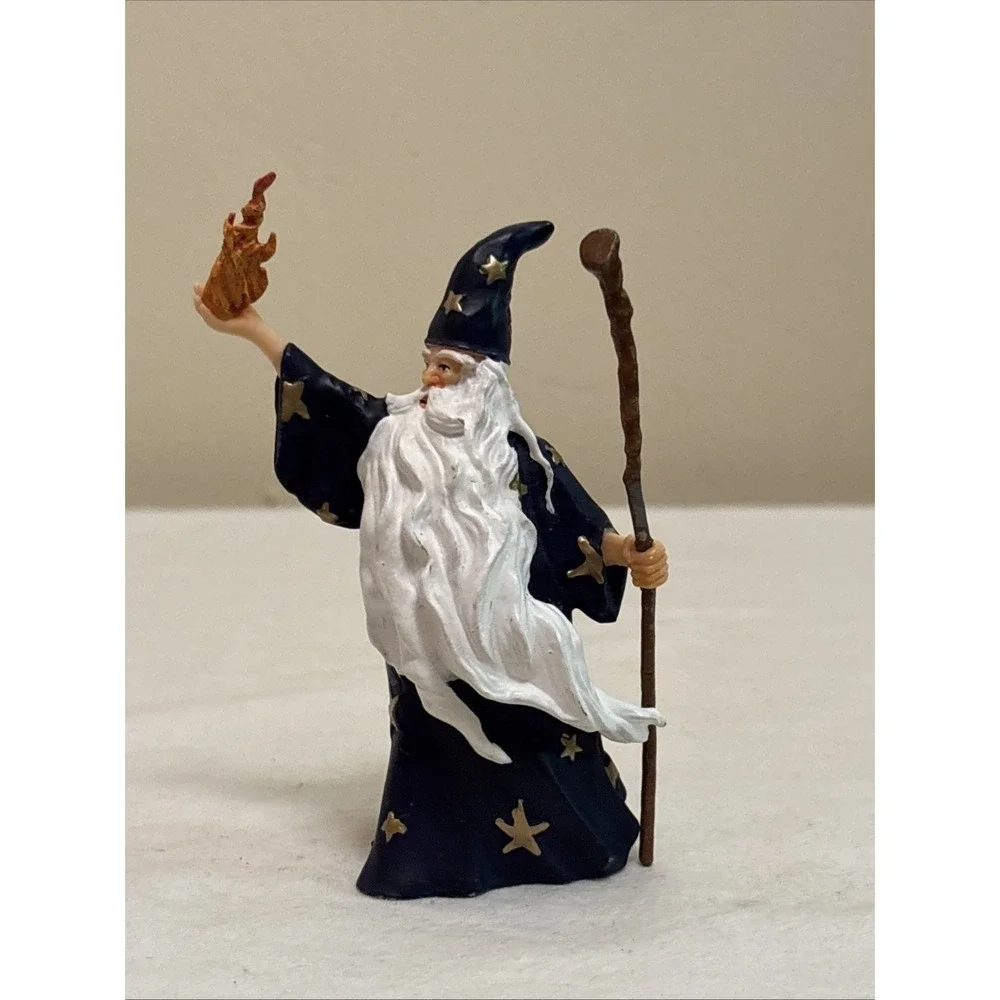 1999 Papo Merlin Wizard Fantasy Action Figure Tales And Legends Blue Vintage